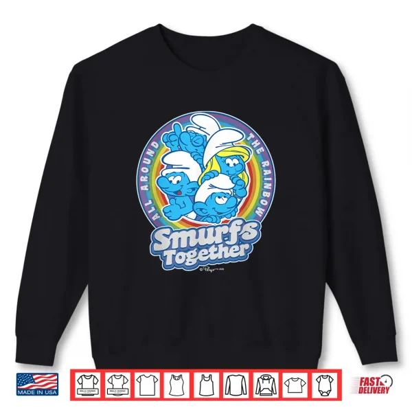 Sweatshirt The Smurfs All Around The Rainbow Smurfs Together Shirt