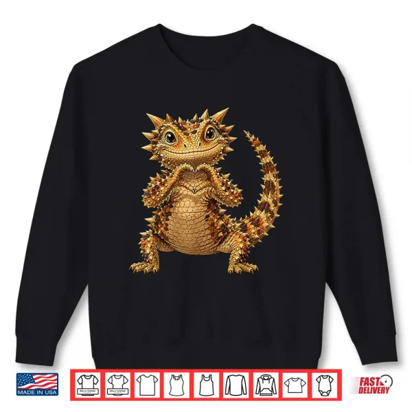 Sweatshirt Thorny Devil With Heart Cute Lizard With Heart Symbol Shirt
