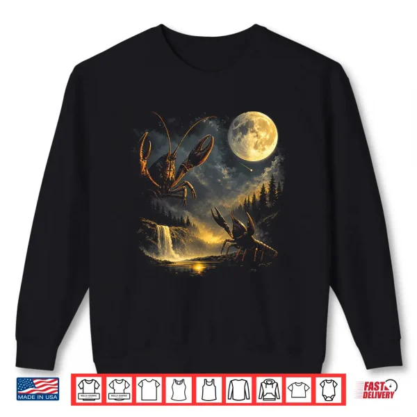 Sweatshirt Three Crawfish Moon Crawfish Howling to The Moon Shirt