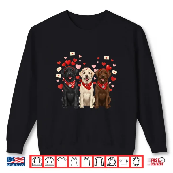 Sweatshirt Three Labrador Retriever Valentines Dog Lover Heart Shirt