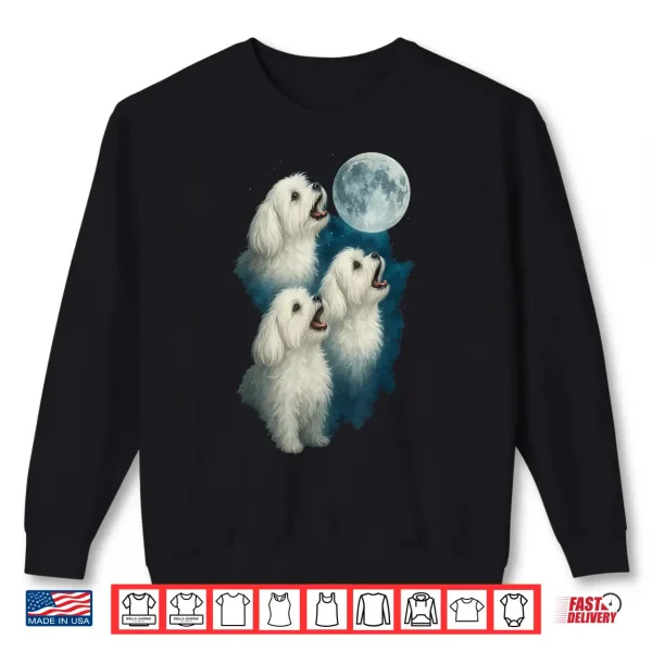 Sweatshirt Three Maltese Howling At The Moon 3 Maltipoo Moon Shirt