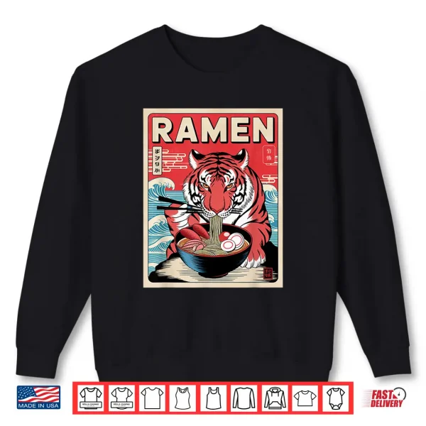 Sweatshirt Tiger Ramen Japanese Noodles Kawaii Anime Tiger Shirt