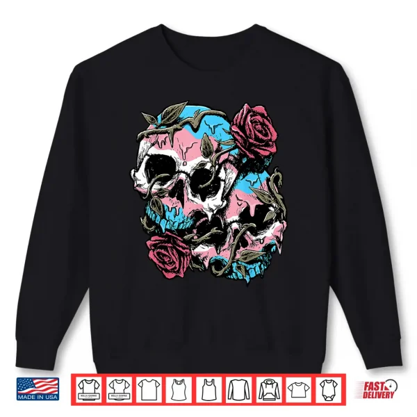 Sweatshirt Transgender Pride Trans Flag Skull Roses Subtle LGBTQ Shirt
