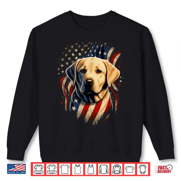 Sweatshirt USA 4th Of July Yellow Patriotic American Labrador Retriever Shirt