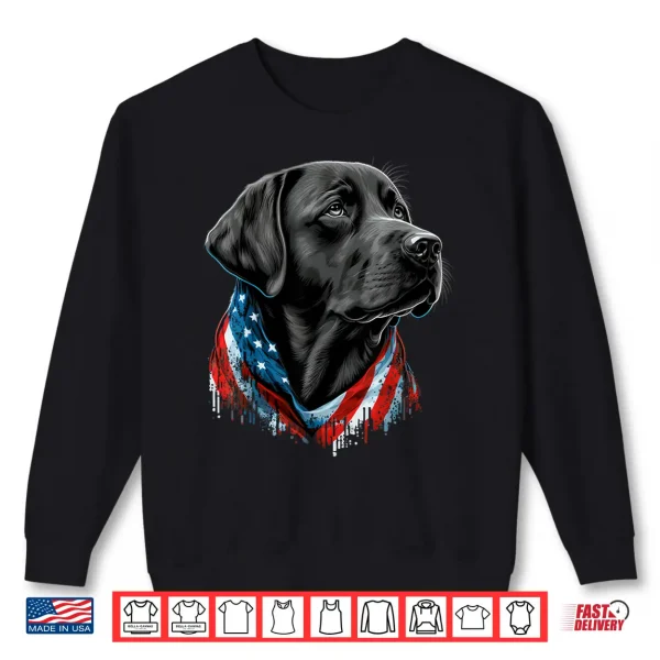 Sweatshirt USA 4th Of July black Patriotic American Labrador Retriever Shirt