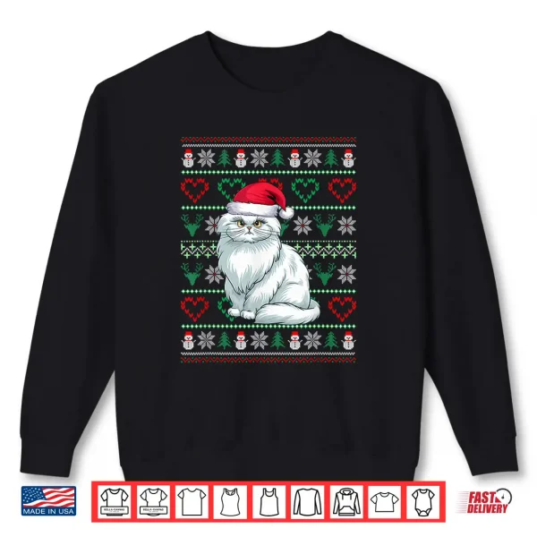 Sweatshirt Ugly Christmas Persian Cat Wearing Santa Hat Xmas Pajama Shirt