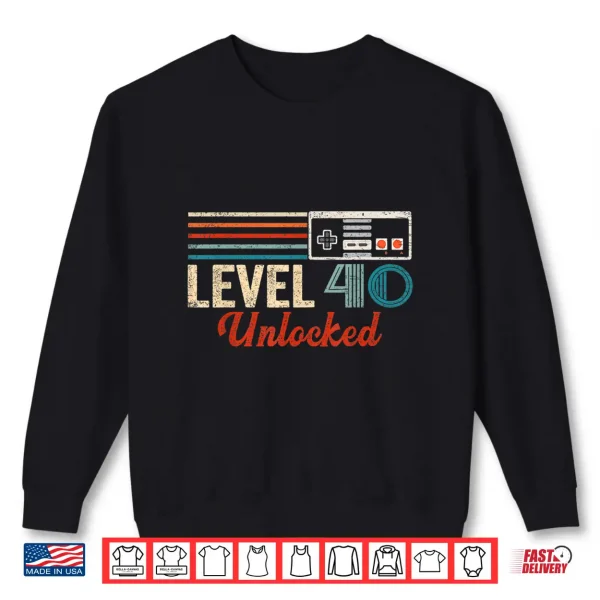 Sweatshirt Unlocked Level 40 Birthday Boy Video Game Controller Shirt