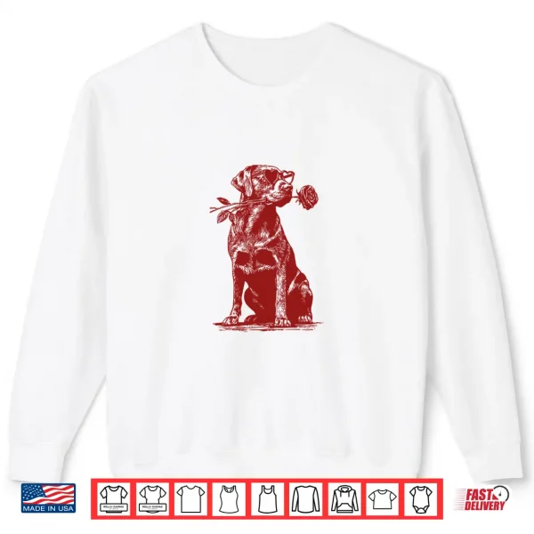 Sweatshirt Valentine Labrador Retriever Dog with Heart Sunglasses Rose Shirt
