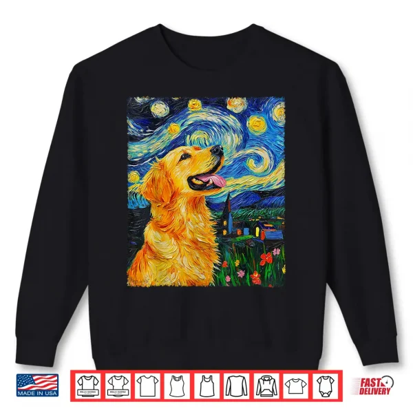Sweatshirt Van Gogh Starry Night Golden Retriever Shirt