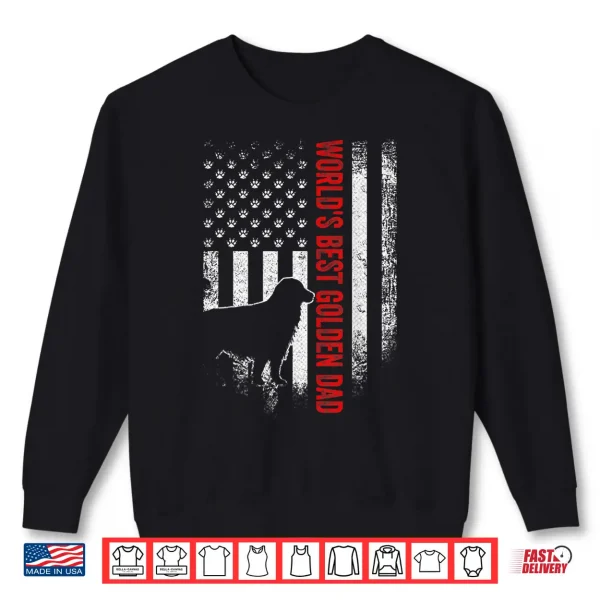 Sweatshirt Vintage American Flag Worlds Best Golden Retriever Dad Gift Shirt