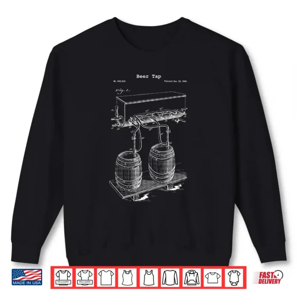Sweatshirt Vintage Beer Tap Blueprint Shirt Craft Brewing Brewery Tee