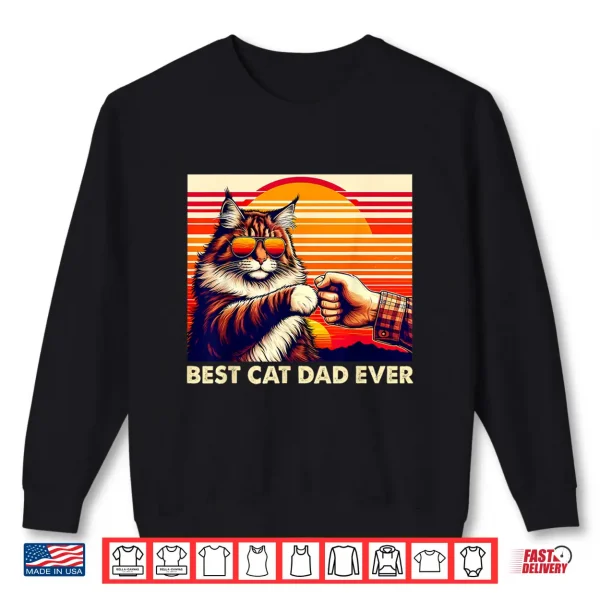 Sweatshirt Vintage Best Cat Dad Ever Maine Coon Cat Lover Fathers Day Shirt
