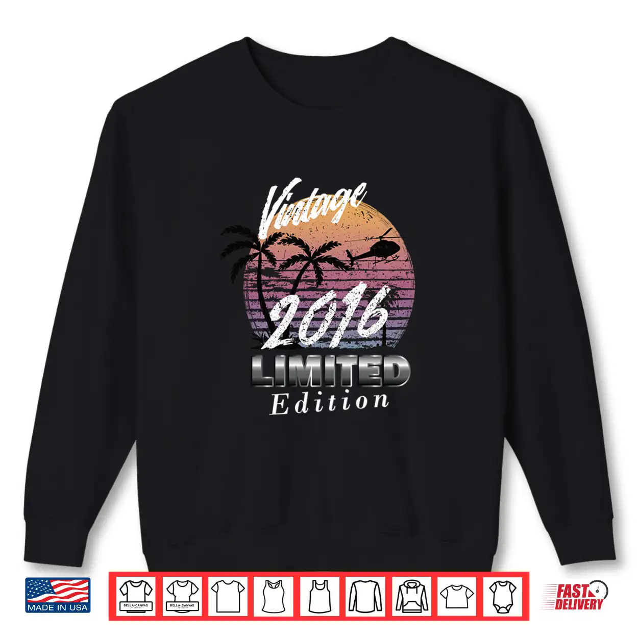 Vintage Birthday Retro 2016 Limited Edition Comfort Colors Crop Top