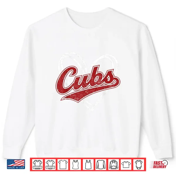 Sweatshirt Vintage Cubs Gifts Heart for Men Women Boys Girls Kids Shirt