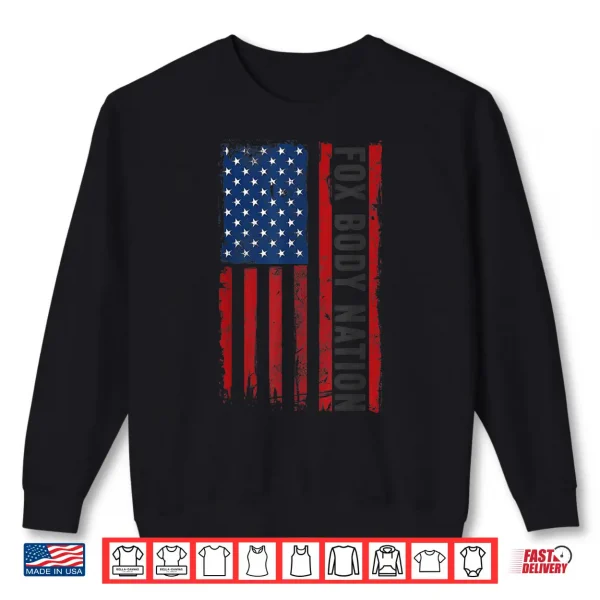 Sweatshirt Vintage Foxbody American Flag Stang Muscle Car Gift Shirt