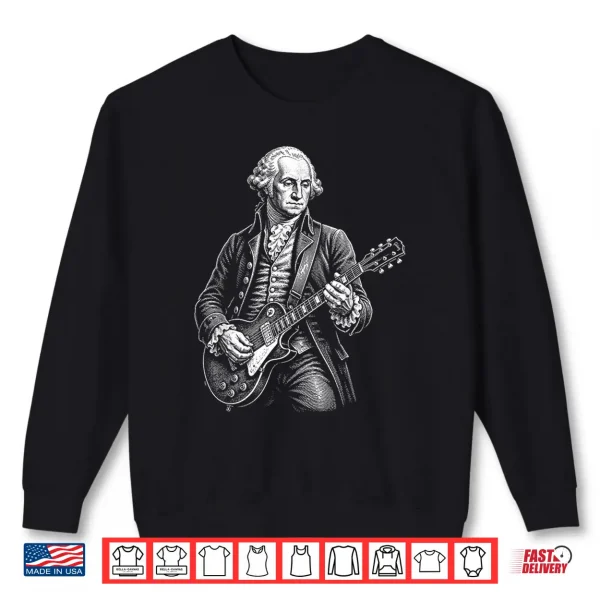 Sweatshirt Vintage George Washington Playing Guitar President USA Men Shirt
