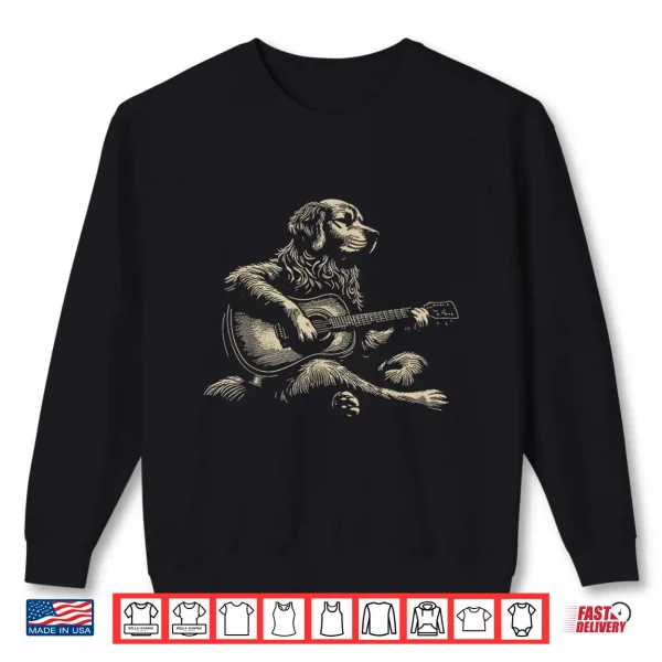Sweatshirt Vintage Golden Retriever Playing Acoustic Guitar Music Lover Shirt