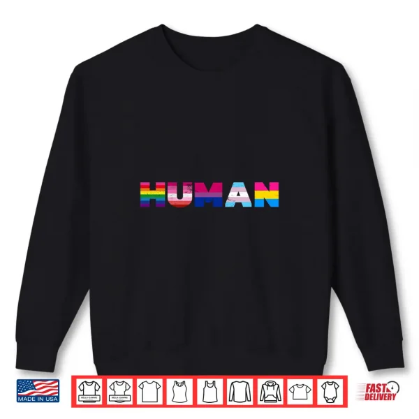 Sweatshirt Vintage HUMAN Flag LGBT Gay Pride Month Transgender design Shirt