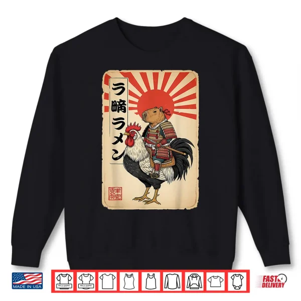 Sweatshirt Vintage Japanese Samurai Capybara Rooster Chicken Anime Shirt