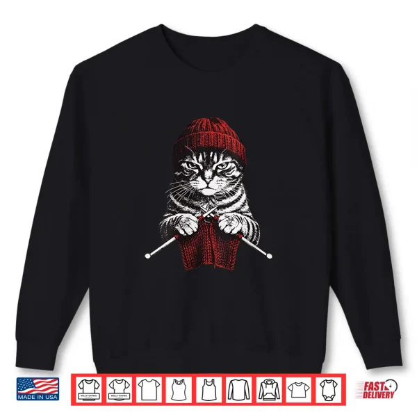 Sweatshirt Vintage Knitting Cat Crochet Yarn Lover Cute Cat Shirt