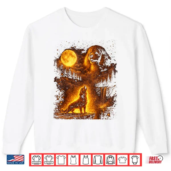 Sweatshirt Vintage Moonlight Dog Funny Poodle Howling at The Moon Shirt