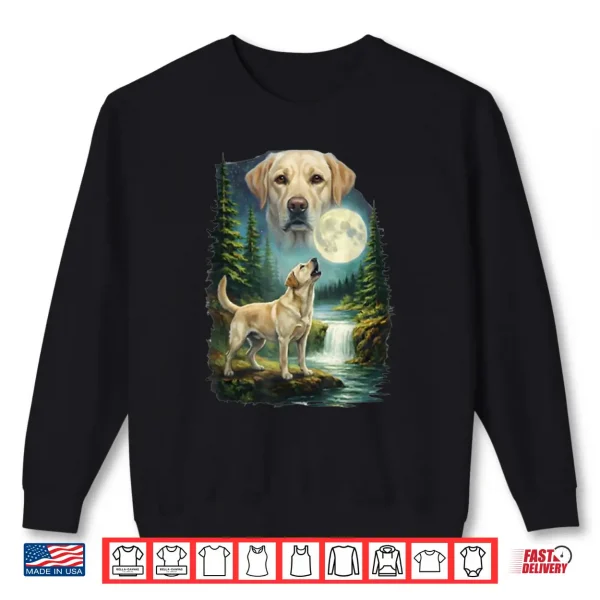 Sweatshirt Vintage Night Labrador Retriever Howling Moon Retro Dog Art Shirt