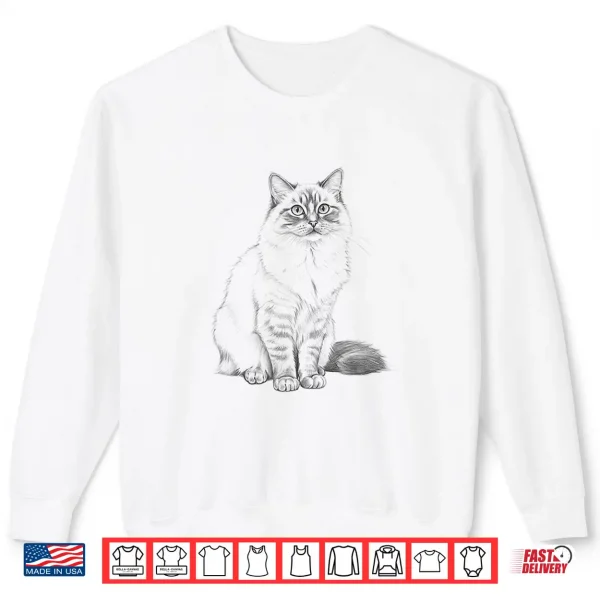 Sweatshirt Vintage Ragdoll Cat Sketch Art Design Shirt