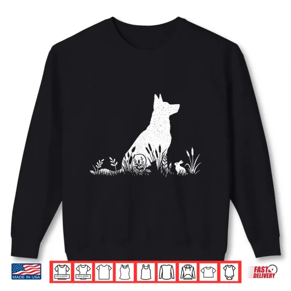 Sweatshirt Vintage Silhouette German Shepherd Shirt Women Cute Dog Mom Shirt
