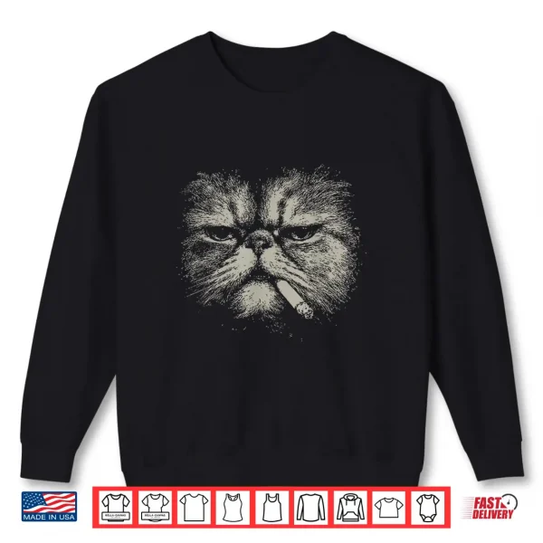 Sweatshirt Vintage Smoking Persian Cat Meme Persian Cat Mom Cat Lover Shirt