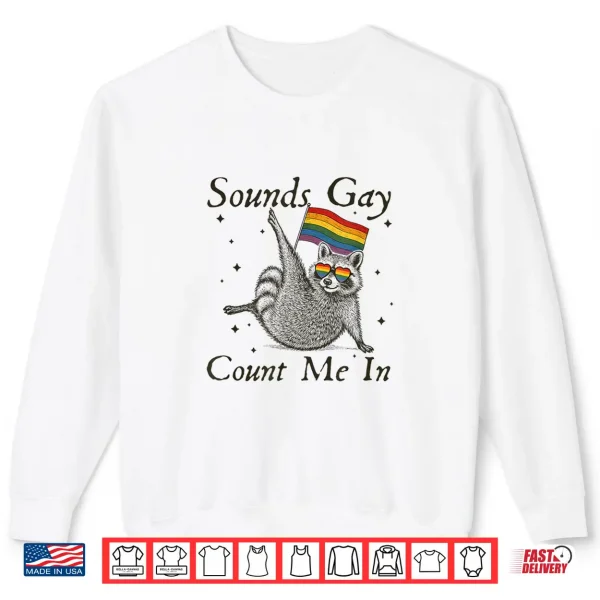 Sweatshirt Vintage Sounds Gay Count Me In Racoon LGBT LGBTQ Pride Month Shirt