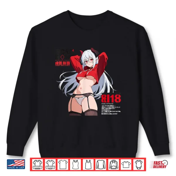 Sweatshirt Waifu Sexy Anime Girl Glasses Horns Japanese Style Shirt