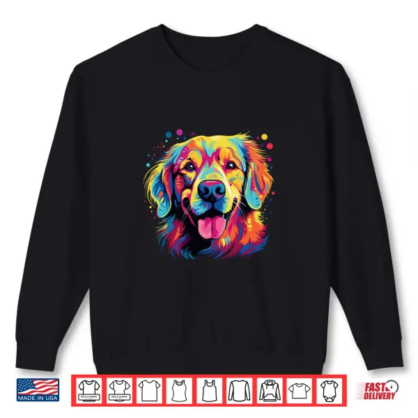 Sweatshirt Watercolor Colorful Golden Retriever Dog Shirt