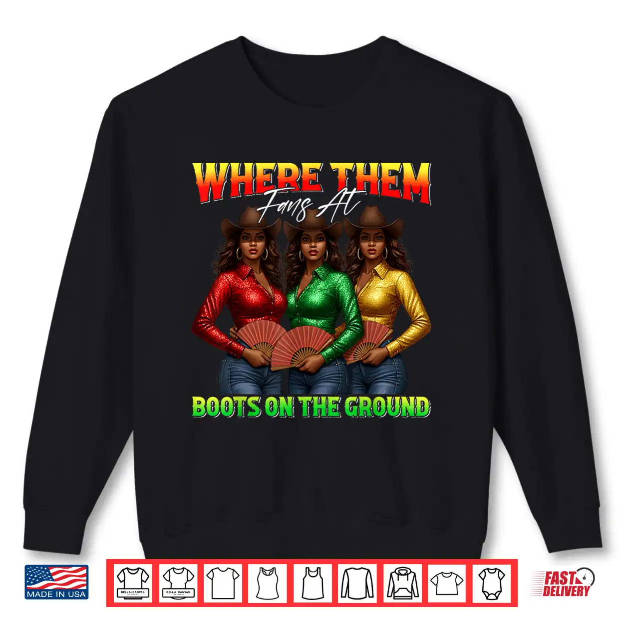 Where Them Fans At Boots On The Ground Black Cowgirl Western Shirt Where Them Fans At Boots On The Ground Black Cowgirl Western Shirt