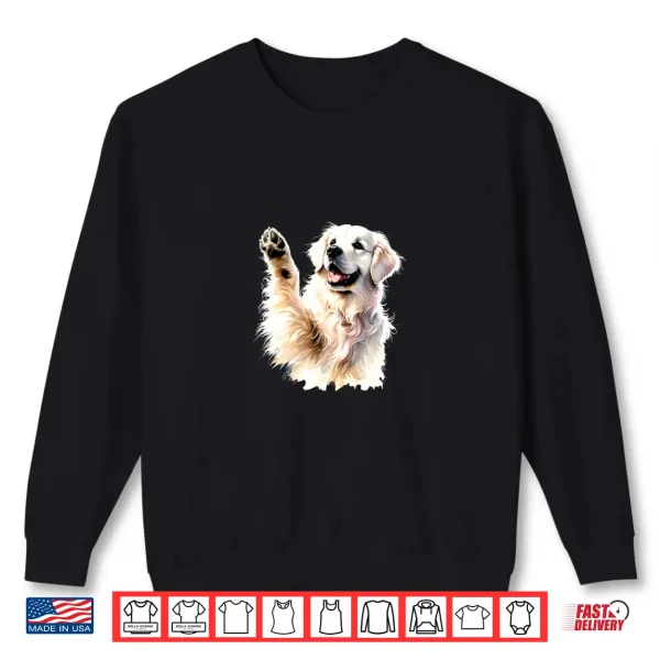 Sweatshirt White English Cream Golden Retriever Paw Canine Pooch Fun Shirt