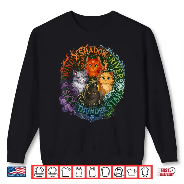 Sweatshirt Wind Shadow River Star Thunder Sky Cat FelineFire Star Cat Shirt