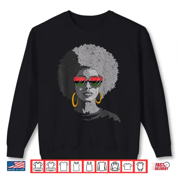 Sweatshirt Women Black Queen Afro Melanin Face Dripping Juneteenth Shirt