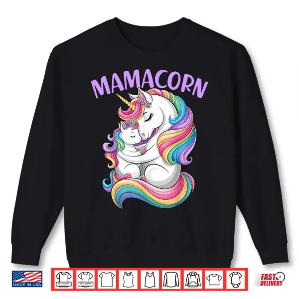 Sweatshirt Women Mamacorn Mom Baby Girl Daughter Unicorn Mothers Day Shirt