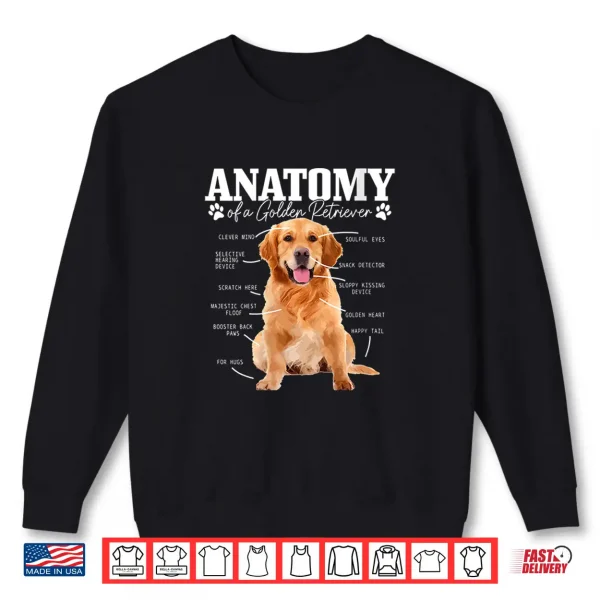 Sweatshirt Womens Anatomy Of A Golden Retriever Funny Cute Dog Mom Dad Shirt