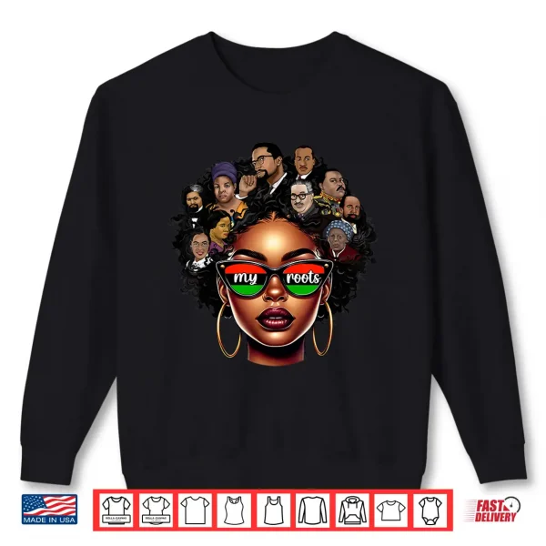 Sweatshirt Womens Black Queen Pride Afro Melanin Girl BHM Juneteenth Shirt