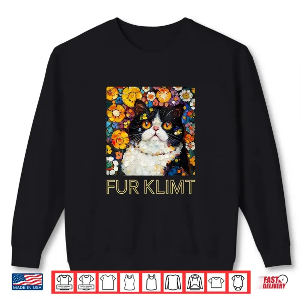 Sweatshirt Womens Cat in Klimt Painting Cat Lover Exotic Shorthair Artist Shirt