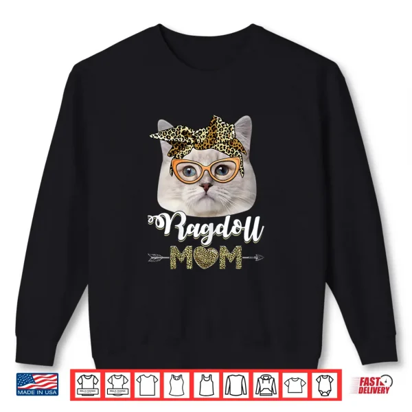 Sweatshirt Womens Cute Ragdoll Mom Leopard Cat Mom Mothers Day Shirt