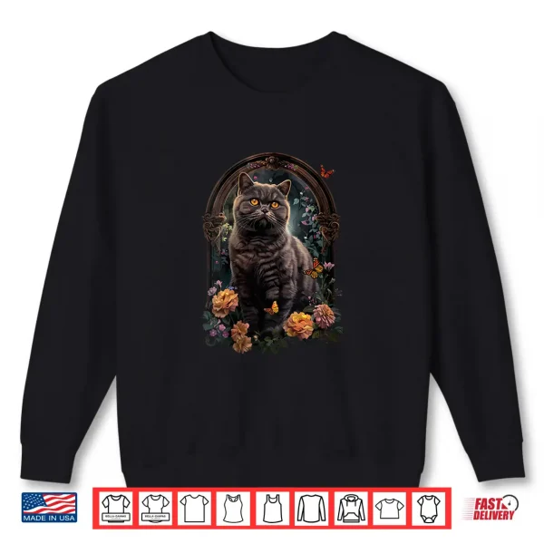 Sweatshirt Womens Exotic Shorthair Cat Flower Shirt