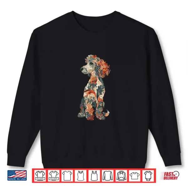 Sweatshirt Womens Girls Multicolored Cute Folk Art Poodle Lover Shirt