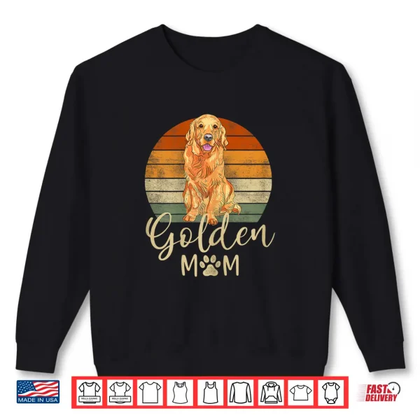 Sweatshirt Womens Golden Mom Retro Sunset Golden Retriever Lover Gift Dog Mama Shirt