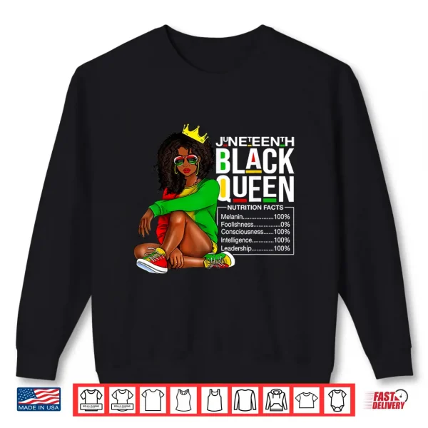 Sweatshirt Womens Juneteenth Black Queen Nutritional Facts 4th Of July Shirt