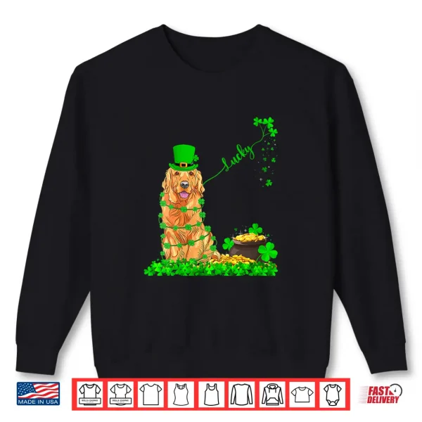 Sweatshirt Womens Lucky Golden Retriever St. Patricks Day Irish Men Women Shirt