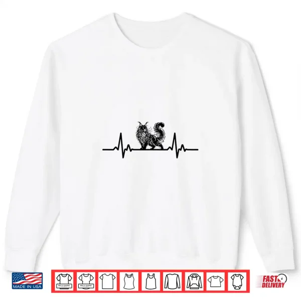 Sweatshirt Womens Maine Coon Cat Heartbeat Shirt