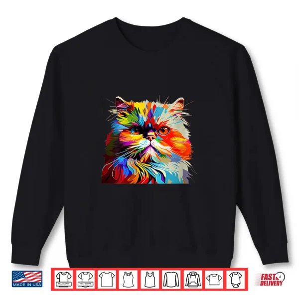 Sweatshirt Womens Persian Cat Lovers Colorful Pop Art Persian Cat Shirt