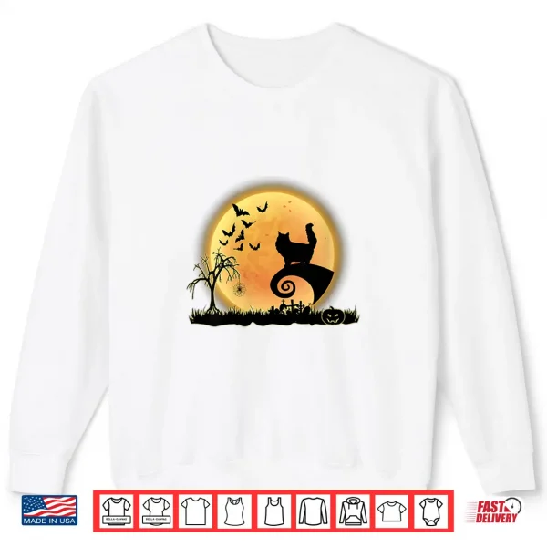Sweatshirt Womens Persian Cat Scary And Moon Funny Kitty Halloween Costume Shirt