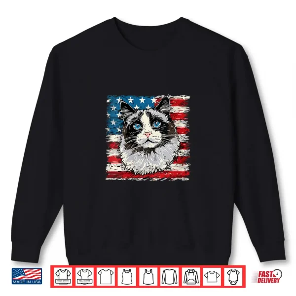 Sweatshirt Womens Ragdoll Cat TShirt 4th of July Patriotic Tee Gift Adults Shirt